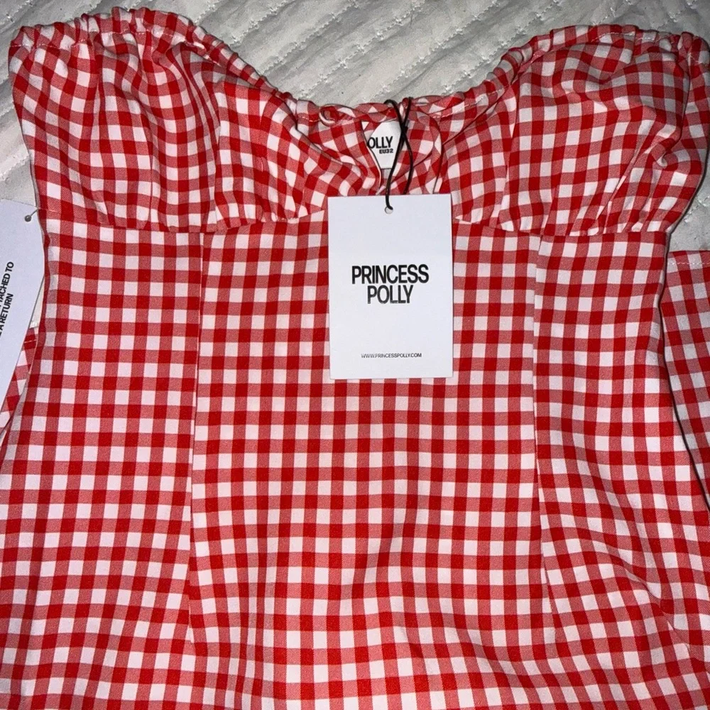 Princess Polly Double Date Mini Dress Red Gingham - Picture 6 of 6